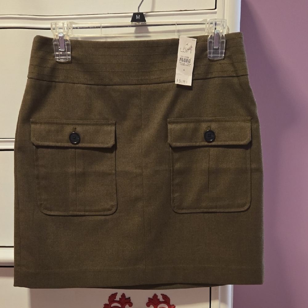 LOFT Khaki Mini Skirt with Pockets